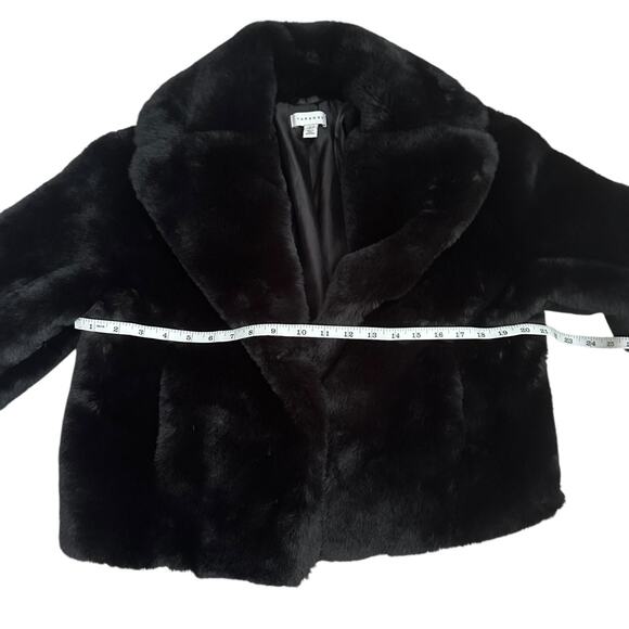 Topshop Women’s Black Faux Fur Jacket Coat Short Plush Cropped Size US 6 UK 10 - Picture 6 of 9